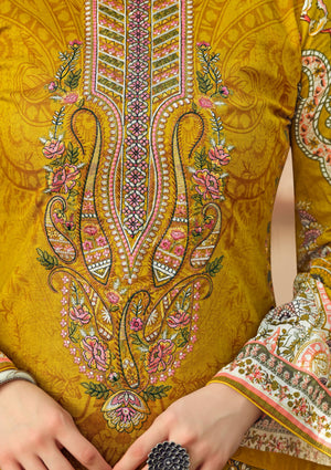 DRAVINAM Trends Lawn Cotton Pakistani Embroidered Suit Dress Material with Unstitched Bottoms and Cotton Dupatta
