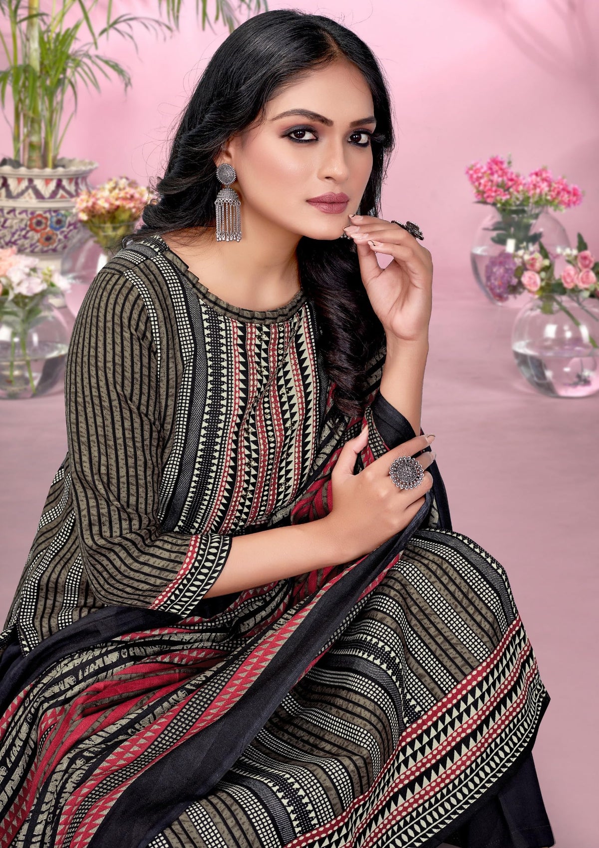 DRAVINAM Trends Women's Unstitched Kaani Print Pashmina Winter wear Dress Material Fabric for Salwar Suit with printed pashmina Kashmiri shawl dupatta (Green)