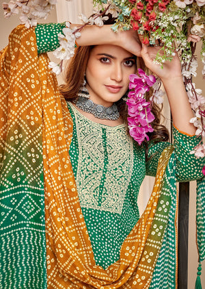 DRAVINAM Trends Unstitched Women Salwar Suit set (Green)