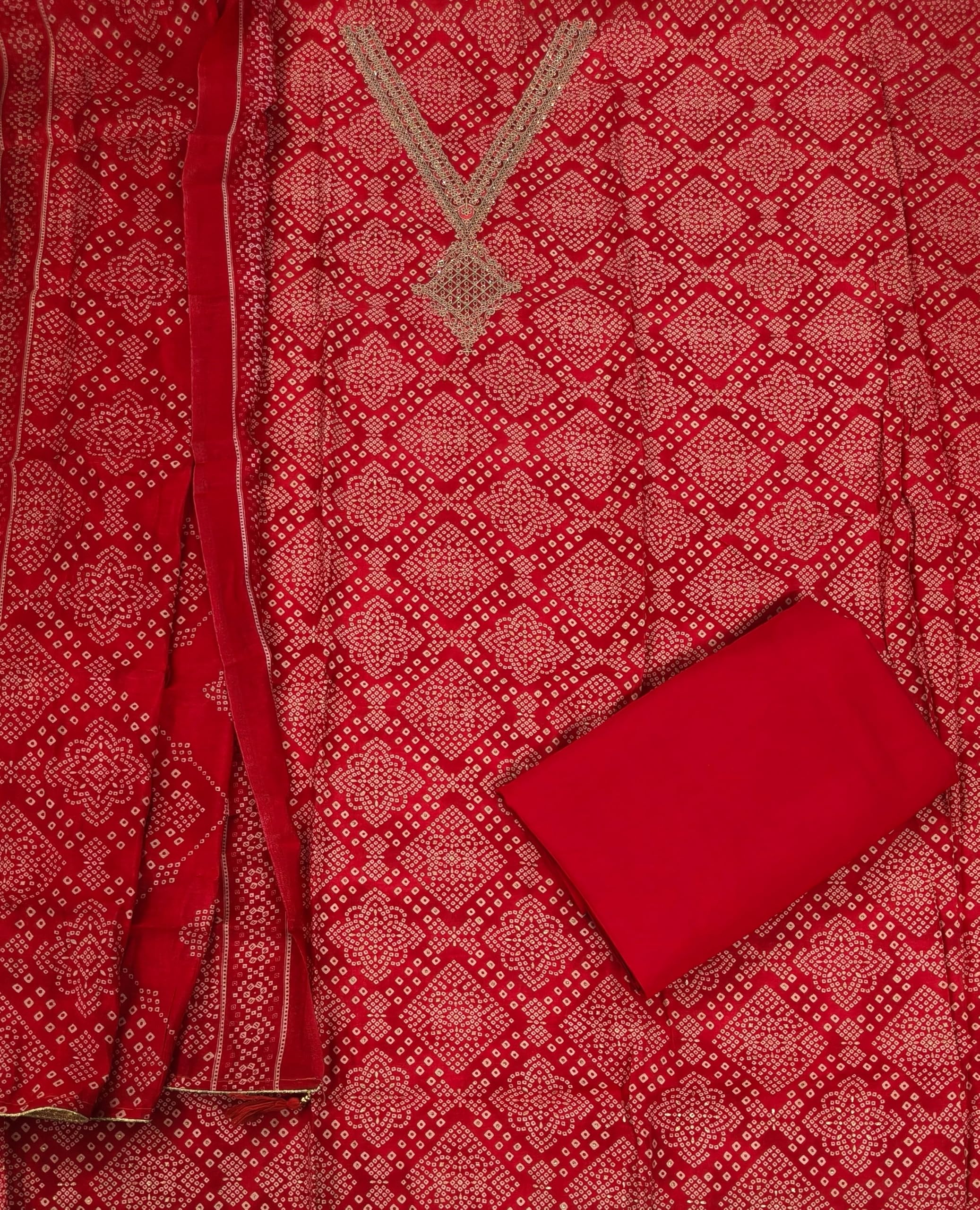 DRAVINAM Trends Womens Modal Silk Unstitched Suit Material with Embroidered Printed Kurta Pant and Dupatta