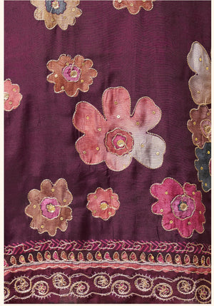 DRAVINAM Trends Unstitch Premium Viscose Bemberg Maslin Suit Dress Material II Pure Maslin Top Fabric with Aari work & Swaroski Detailing I Viscose Rayon Bottom I Digital Printed Maslin Dupatta