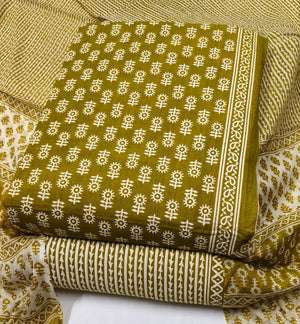 DRAVINAM Trends Jaipuri Print Cambric Cotton Unstitched Salwar Suit Dress Material for Women with Mulmul Cotton Dupatta