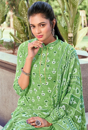 DRAVINAM Trends Women's Pure Cotton Batik Printed Unstitiched Salwar Suit Dress Material with Cotton Printed Dupatta (Grey)
