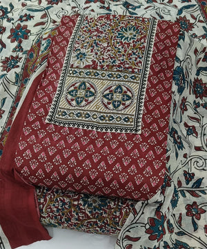 DRAVINAM Trends Women's Ethnic Pure Cotton Jaipuri Printed Unstitched Salwar Suit Dress Material with Dupatta