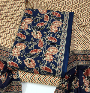 DRAVINAM Trends Jaipuri Print Cambric Cotton Unstitched Salwar Suit Dress Material for Women with Mulmul Cotton Dupatta
